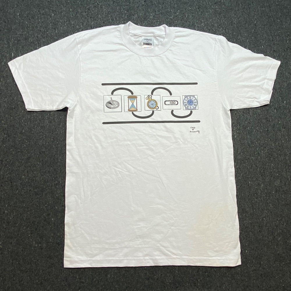 Shaka Wear Graphic Men L White Fate of Humanity Heavyweight Shirt Time Evolution